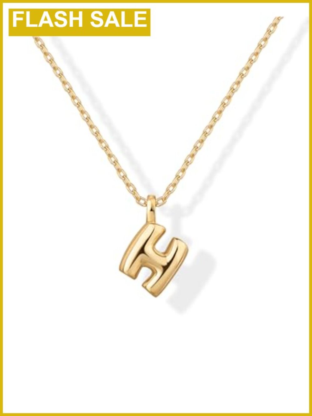 14K Gold Plated Chunky Bubble Initial Letter Pendant Necklace for Women